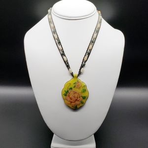 Laila Rowe Vintage Enamel Rose Pendant Necklace